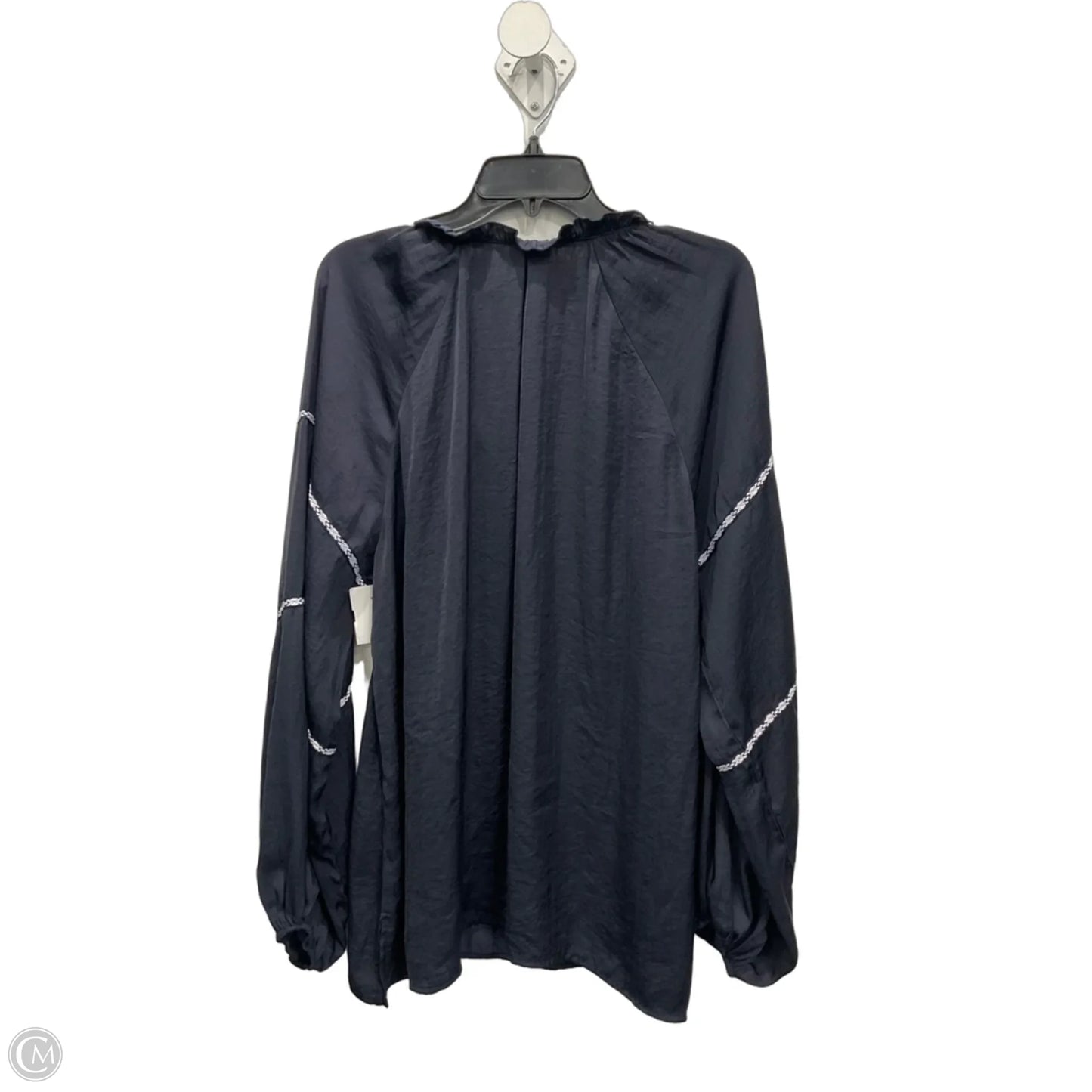 Top Long Sleeve By Suzanne Betro In Navy, Size: 2x