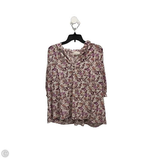 Top Short Sleeve By Melloday In Floral Print, Size: 1x