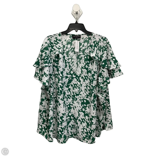 Top Short Sleeve By Lane Bryant In Green & White, Size: 3x