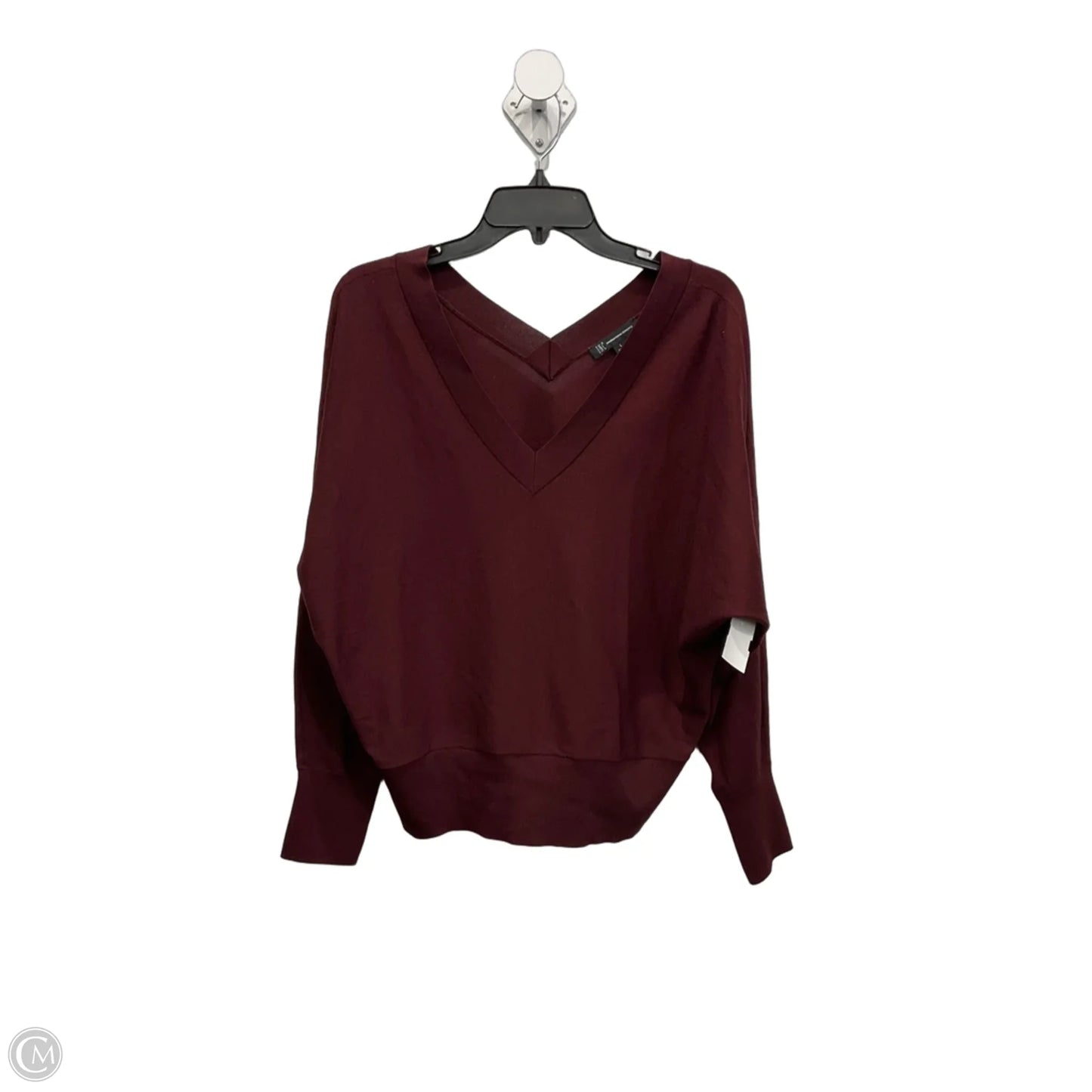 Top Long Sleeve By International Concepts In Maroon, Size: L