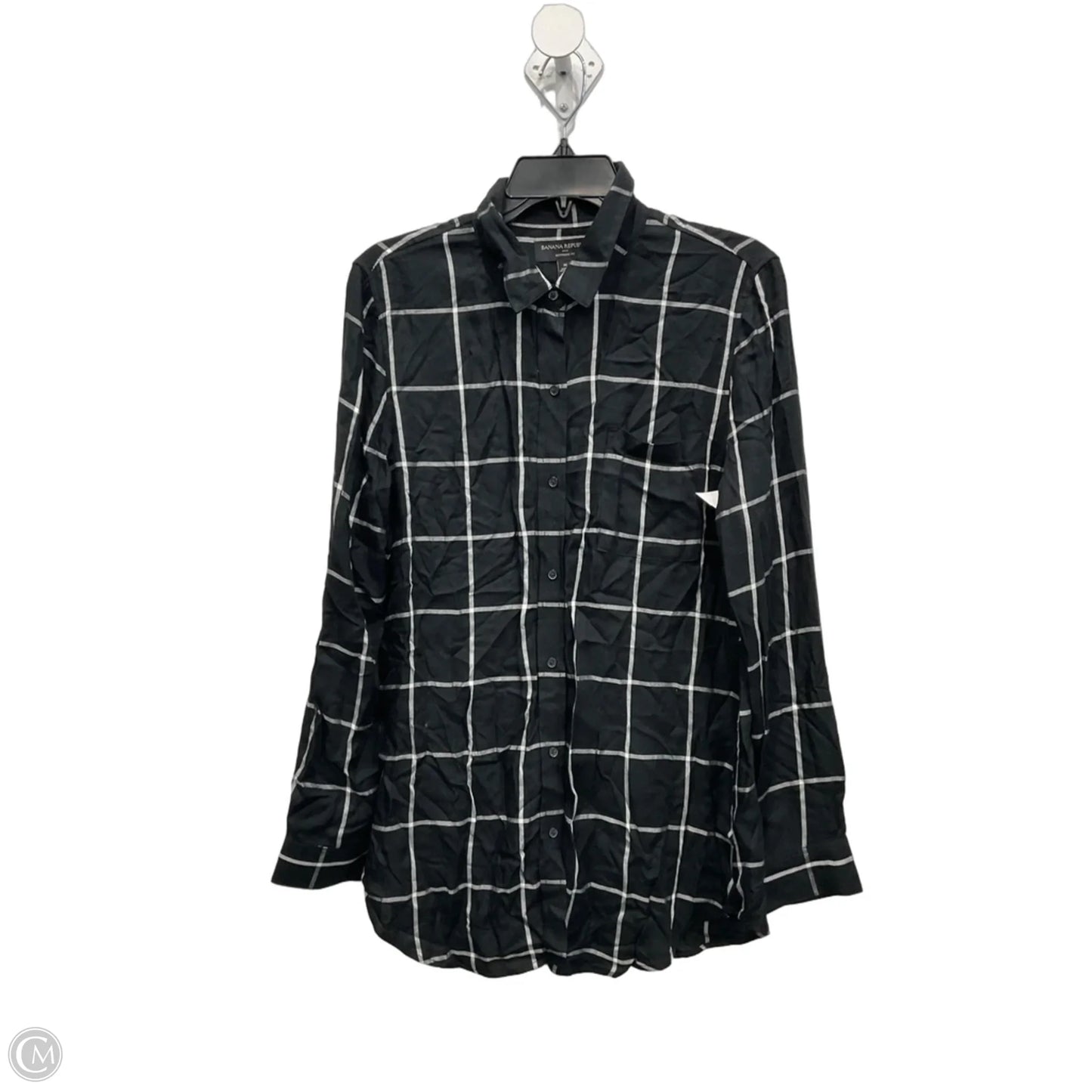 Blouse Long Sleeve By Banana Republic In Black & White, Size: M