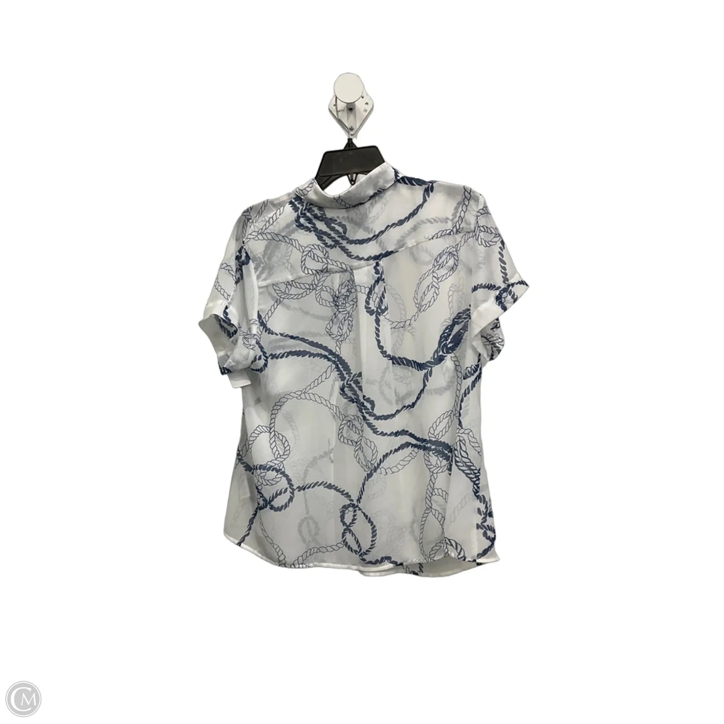 Blouse Short Sleeve By Cabi In Blue & White, Size: M