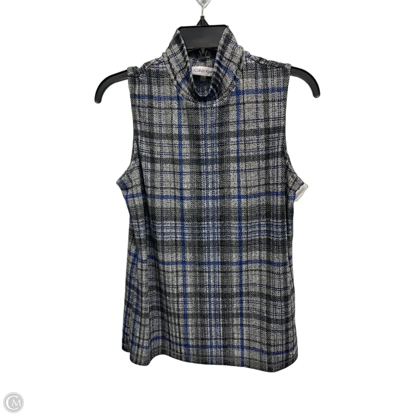 Top Sleeveless By Calvin Klein In Blue & Grey, Size: S