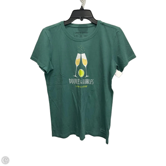 Top Short Sleeve By Life Is Good In Green, Size: M