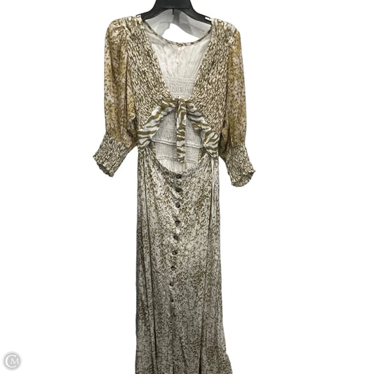 Dress Casual Maxi By Free People In Green & White, Size: L