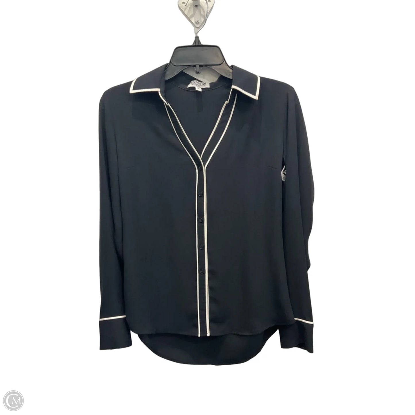 Blouse Long Sleeve By Express In Black & White, Size: S