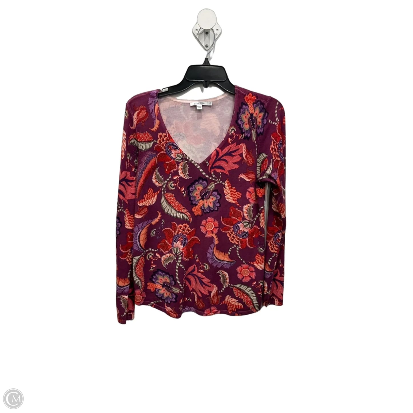 Top Long Sleeve By Chicos In Floral Print, Size: S