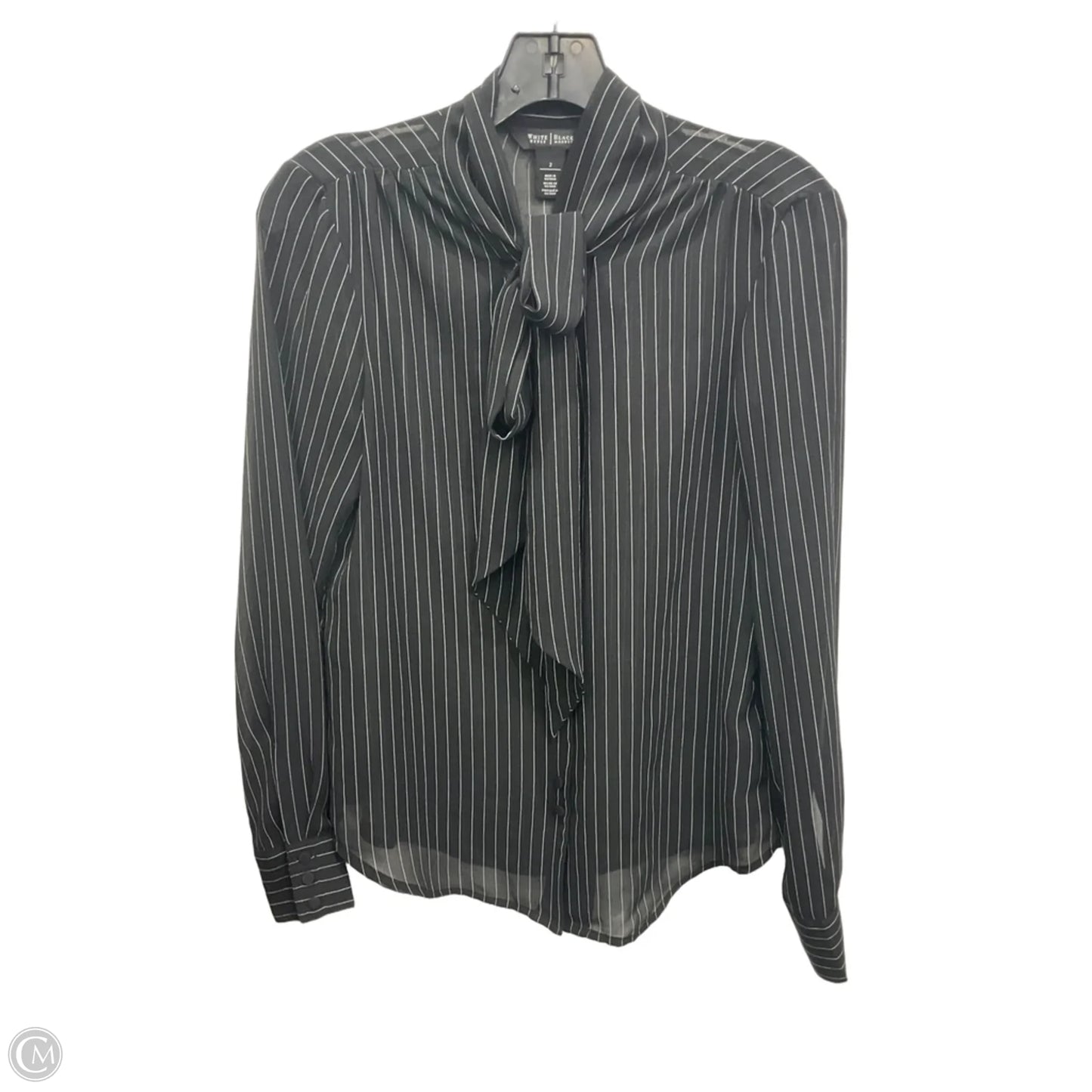 Blouse Long Sleeve By White House Black Market In Black & White, Size: Xs
