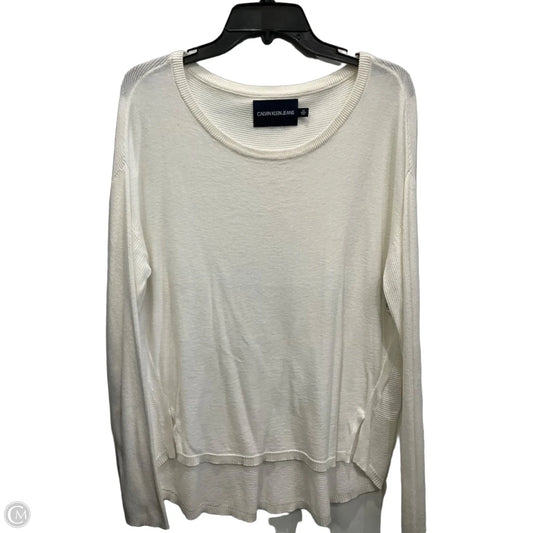 Top Long Sleeve By Calvin Klein In White, Size: L
