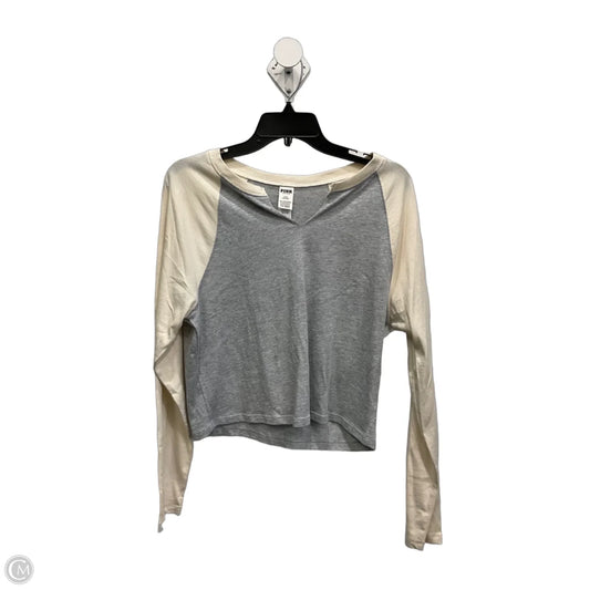 Top Long Sleeve By Pink In Cream & Grey, Size: L