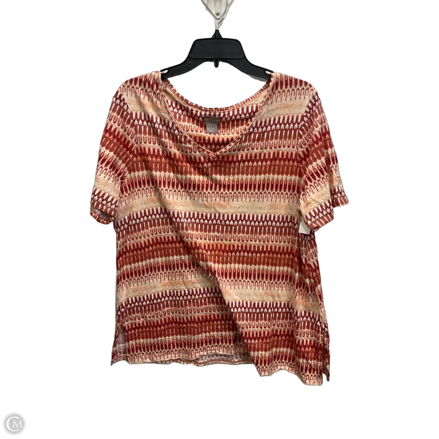 Top Short Sleeve By Chicos In Orange, Size: L