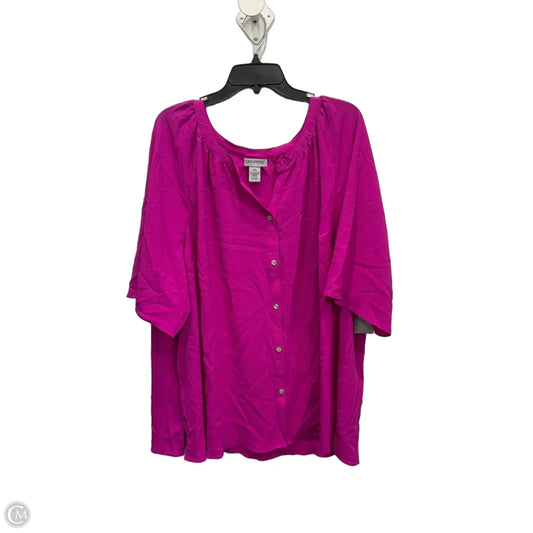 Blouse Short Sleeve By Catherines In Pink, Size: 2x