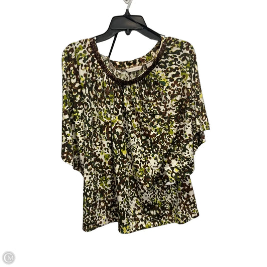 Top Short Sleeve By Laura Ashley In Brown & Green, Size: L