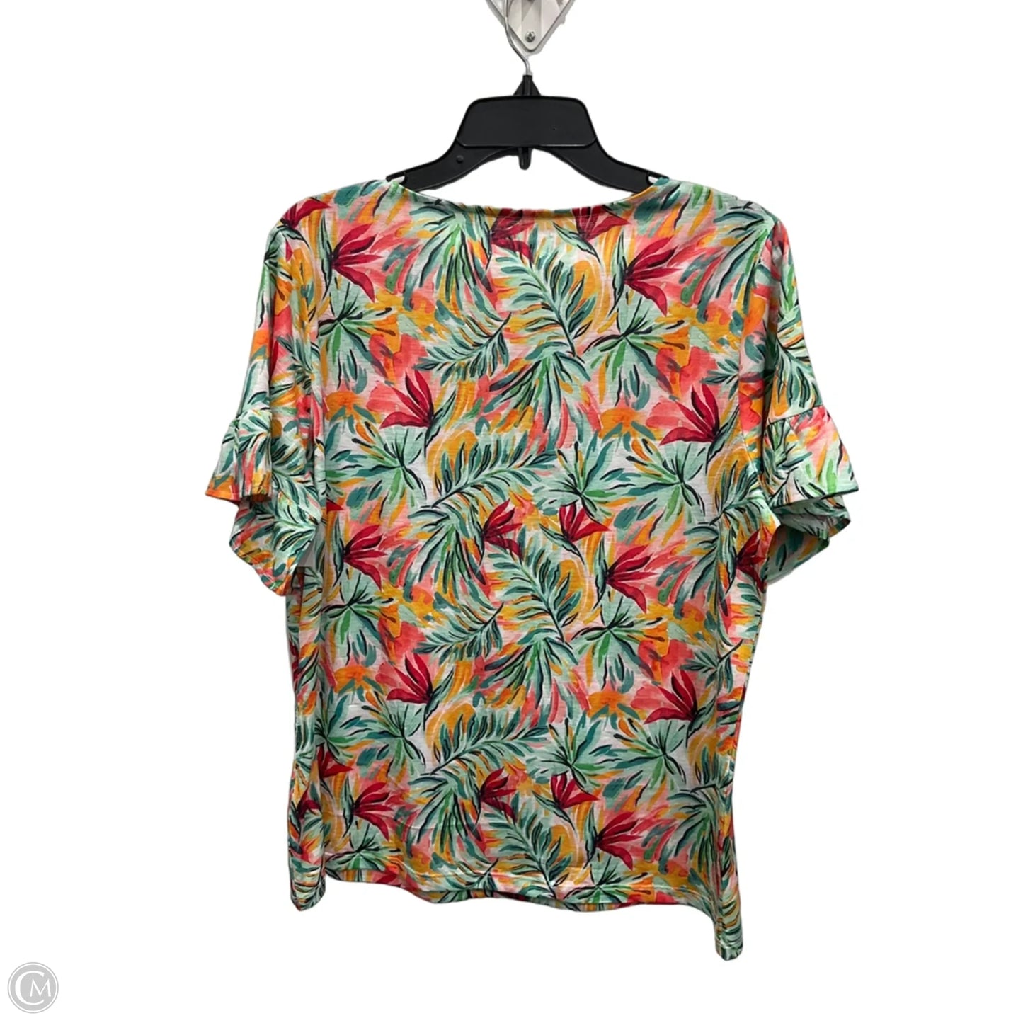 Top Short Sleeve By Stella Parker In Tropical Print, Size: L