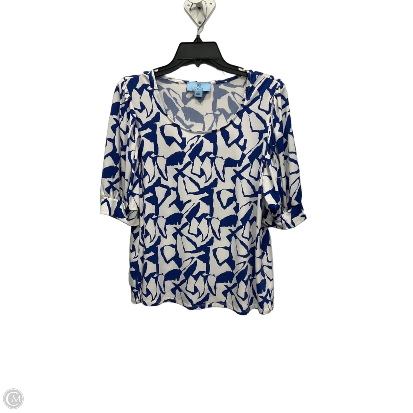 Top Short Sleeve By Cece In Blue & White, Size: L