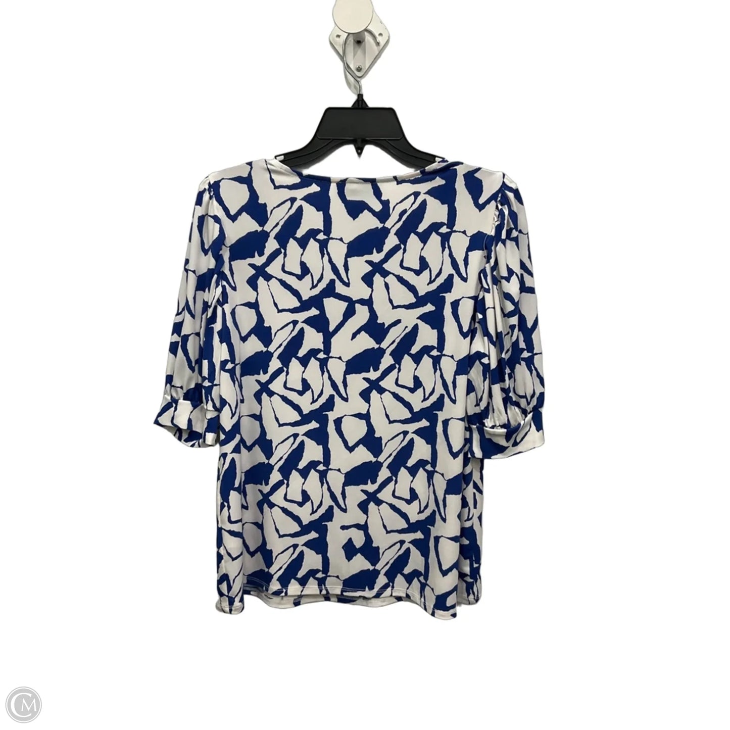 Top Short Sleeve By Cece In Blue & White, Size: L