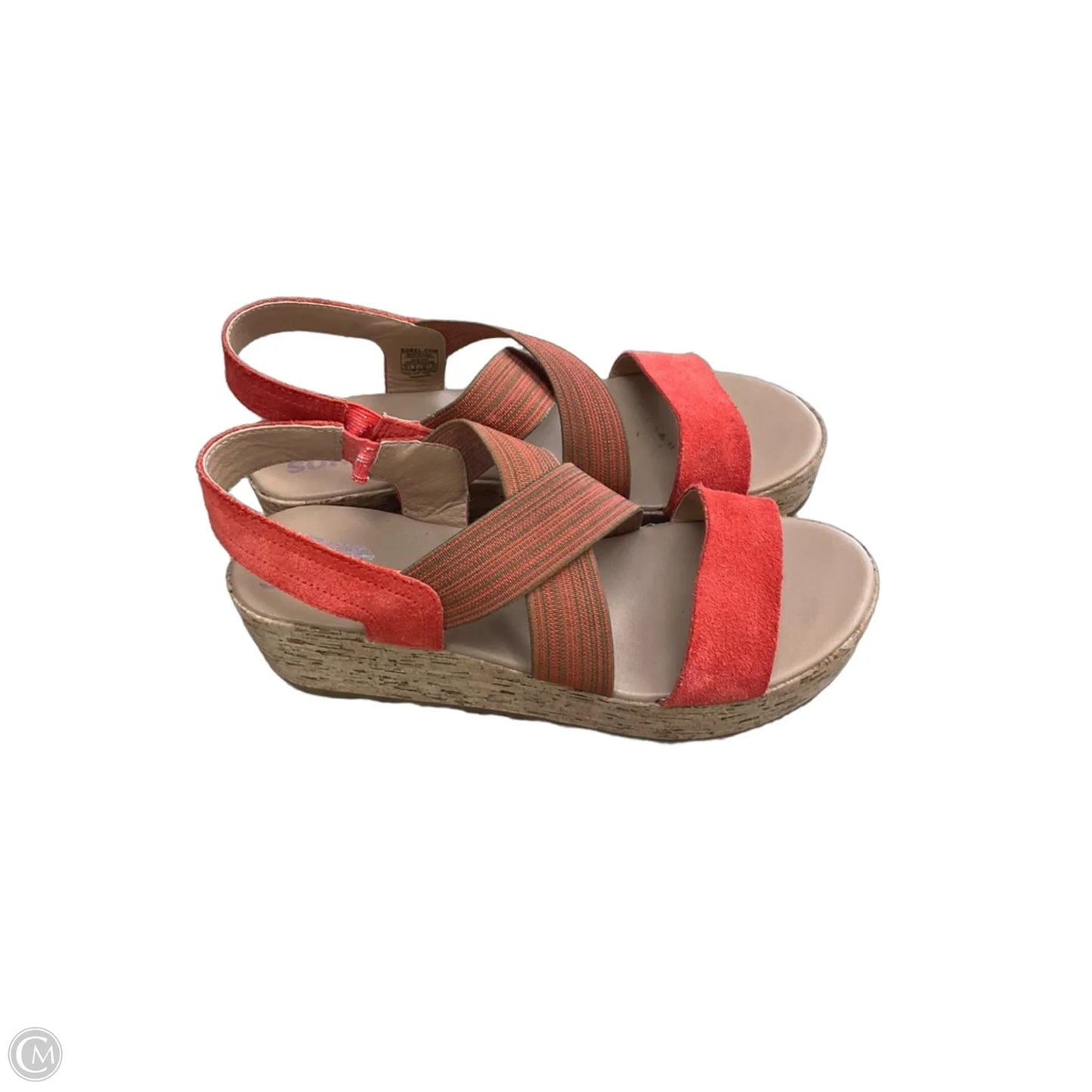 Sandals Heels Wedge By Sorel In Orange & Tan, Size: 10