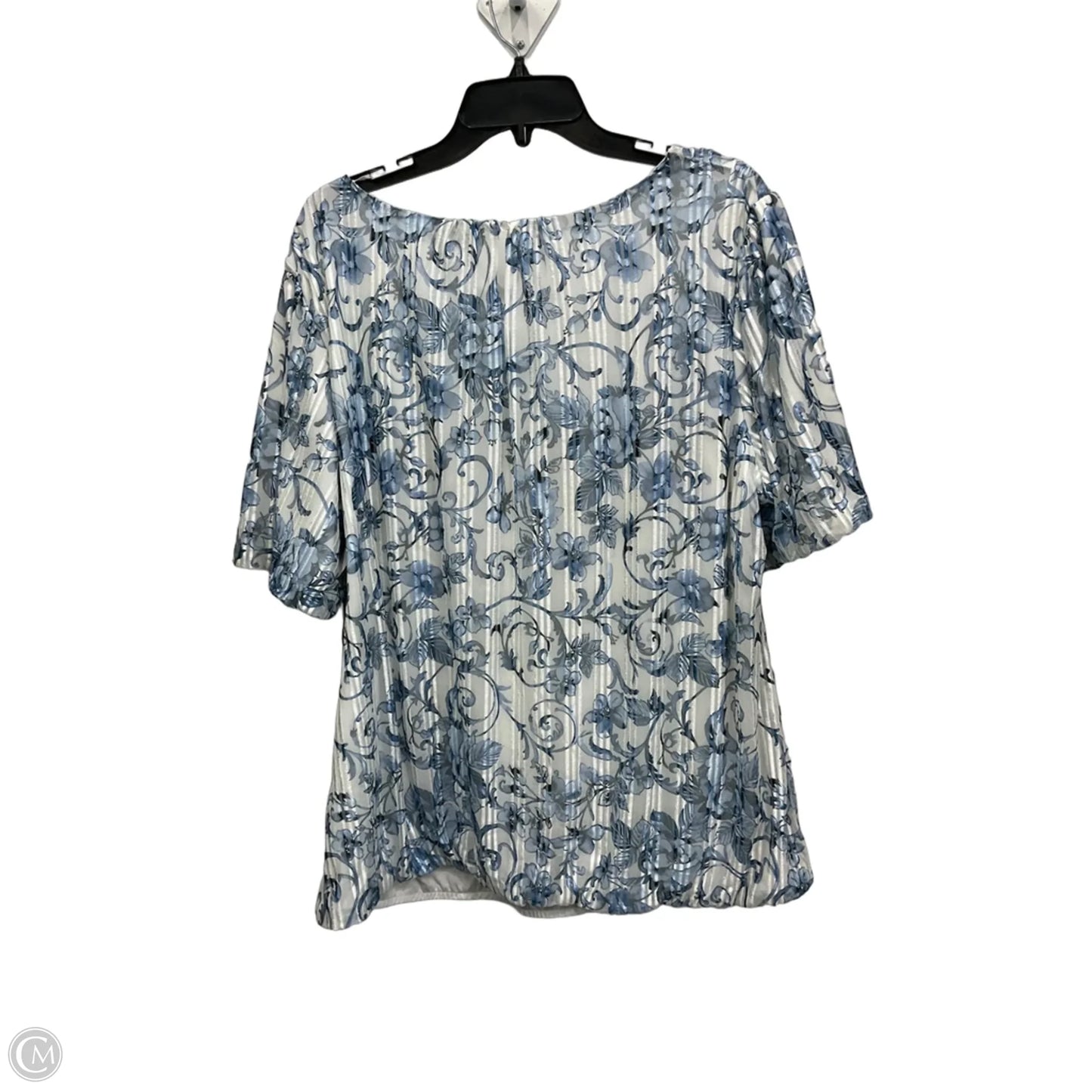 Top Short Sleeve By Sara Michelle In Blue & White, Size: 3x