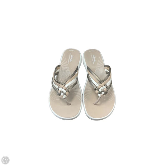 Sandals Flip Flops By Clarks In Beige, Size: 10