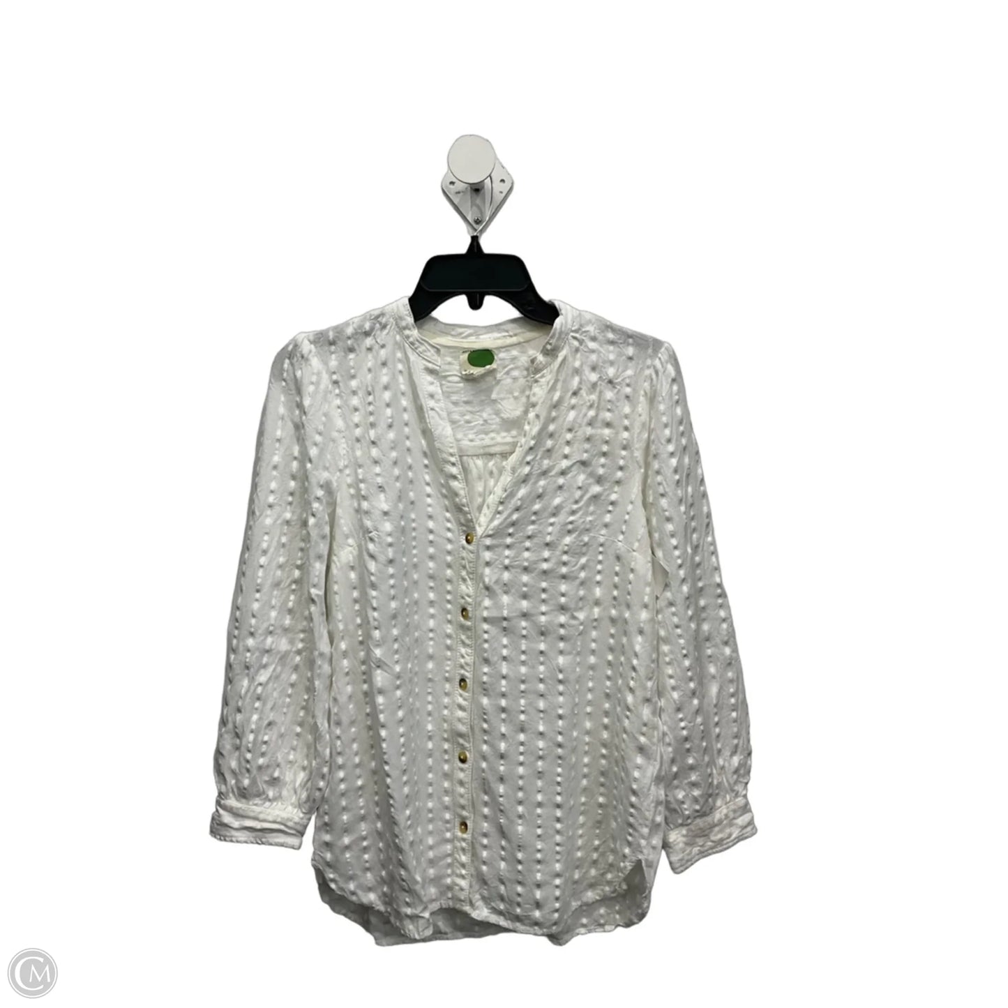 Blouse Long Sleeve By Anthropologie In White, Size: M