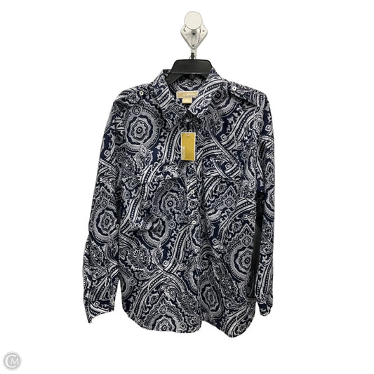 Blouse Long Sleeve By Michael By Michael Kors In Navy, Size: 2x