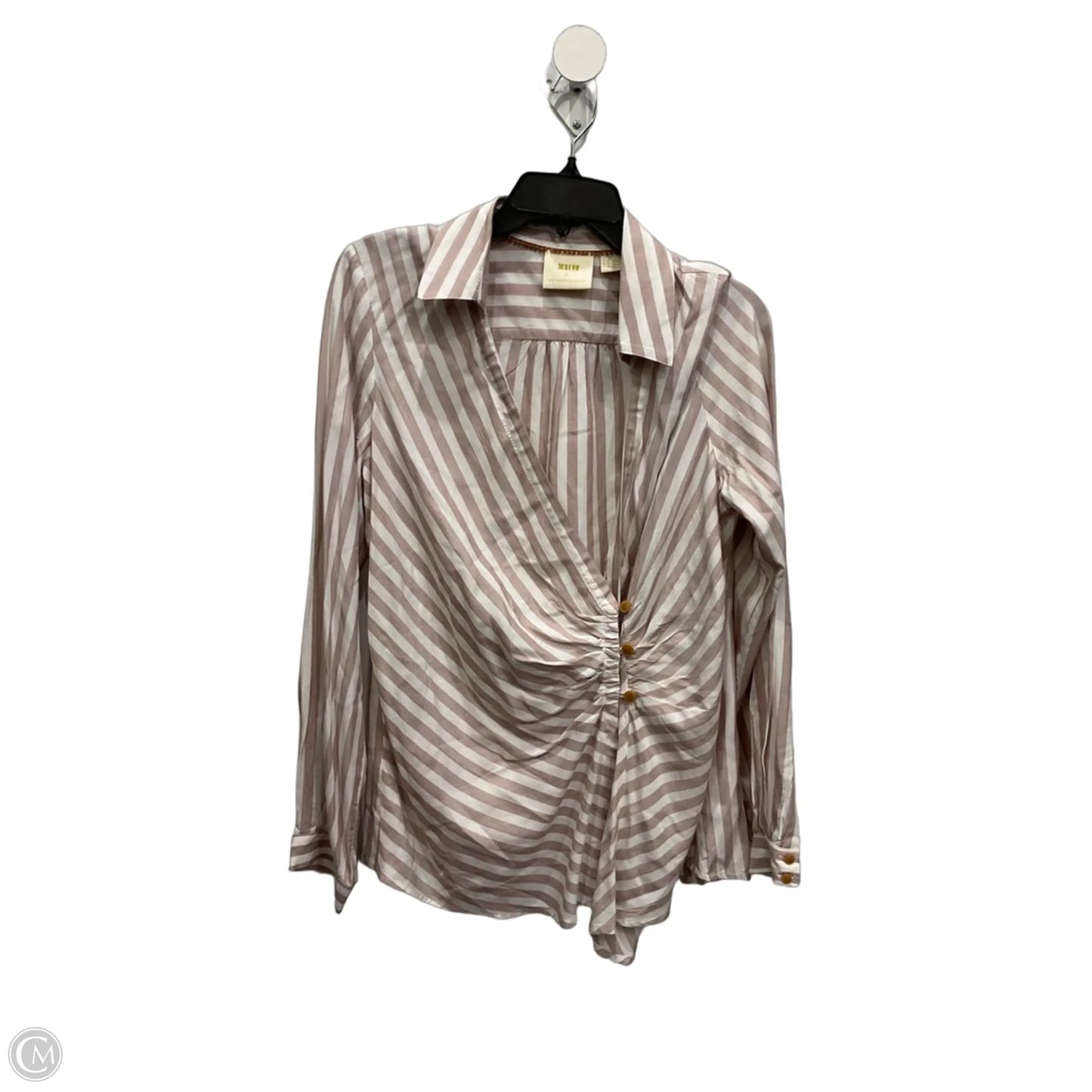 Top Long Sleeve By Maeve In Pink & White, Size: Xl