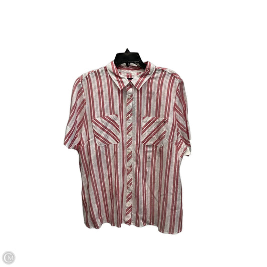 Blouse Short Sleeve By Tommy Hilfiger In Pink & White, Size: 1x